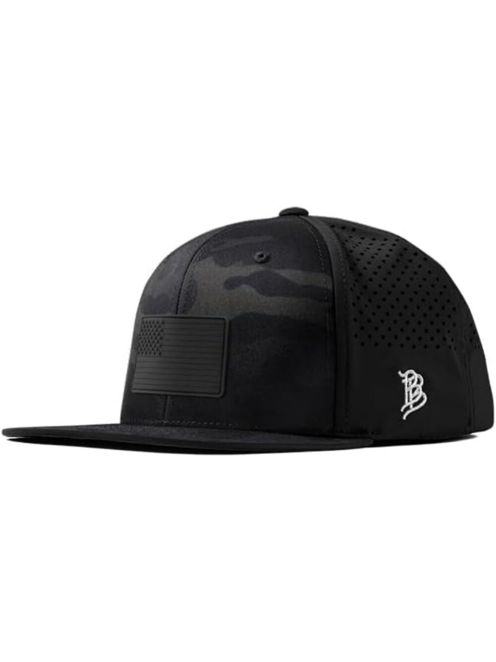 Men's Black Multicam Performance Hat - Stealth PVC, Flat Brim, Outdoor Gear